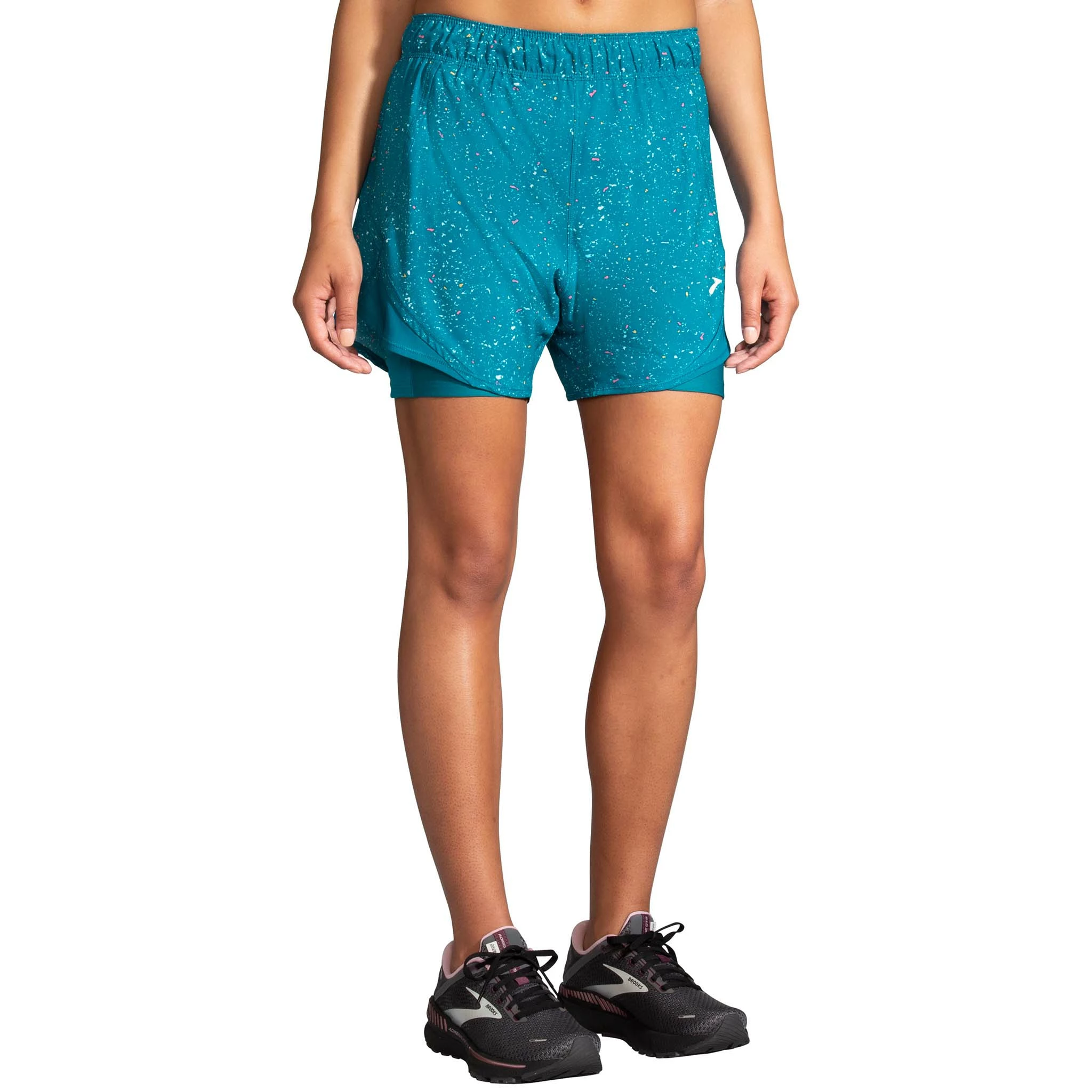 Brooks | Women's Chaser 5" 2-in-1 Short - Lagoon Speckle Print 3 Brooks | Women's Chaser 5" 2-in-1 Short - Lagoon Speckle Print