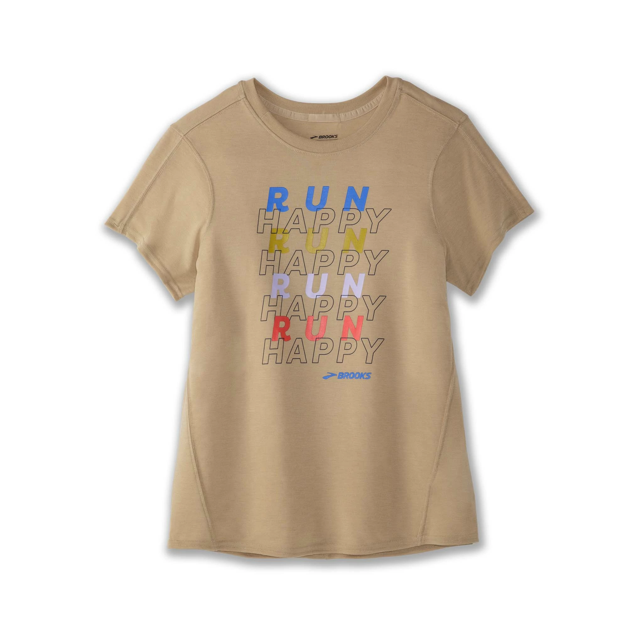 Brooks | Women's Distance Graphic Short Sleeve Tee - Heather Oatmeal 3 Brooks | Women's Distance Graphic Short Sleeve Tee - Heather Oatmeal