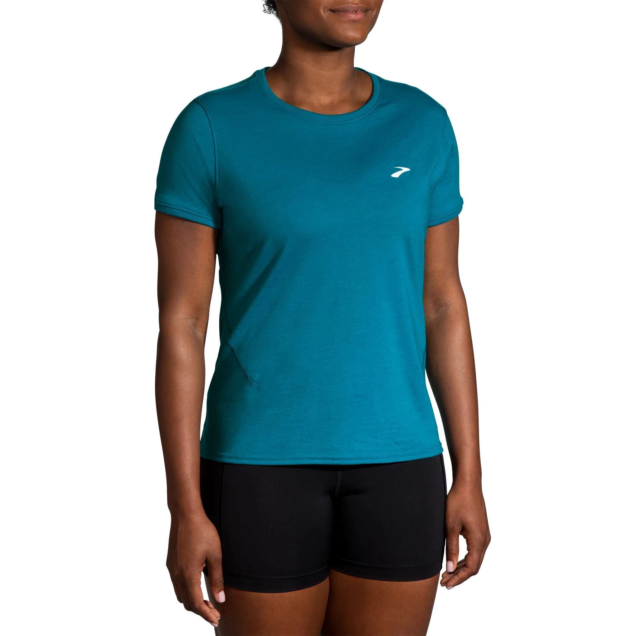 Brooks | Women's Distance Short Sleeve 2.0 - Heather Lagoon 3 Brooks | Women's Distance Short Sleeve 2.0 - Heather Lagoon