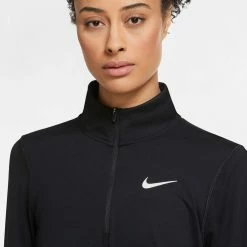 Nike | Women's Dri-Fit Element Top HZ - Black -True Motion Sales Store CU3220 010 W Nike Dri FitElementTopHZ neck