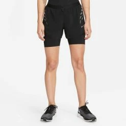 Nike | Women's DF Run DVN 2in1 Short 9 Nike | Women's DF Run DVN 2in1 Short -True Motion Sales Store DM7745 010 W Nike DFRunDVN2in1Short front