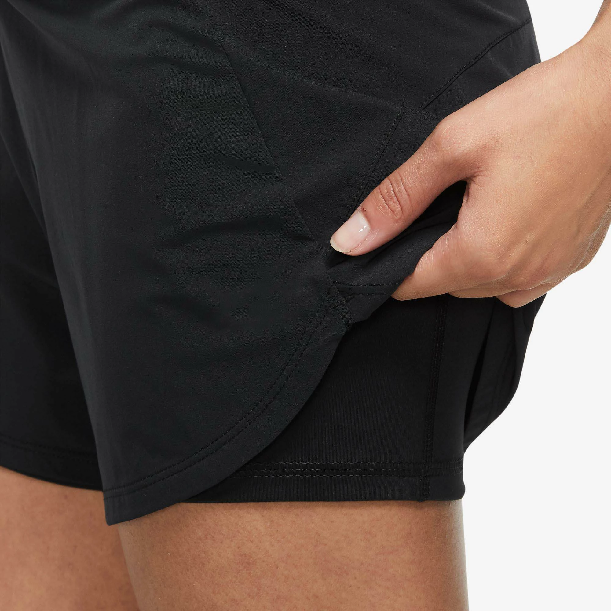 Nike | Women's Dri-FIT Bliss Mid-Rise 3 Inch 2in1 Shorts - Black 6 Nike | Women's Dri-FIT Bliss Mid-Rise 3 Inch 2in1 Shorts - Black - Image 4