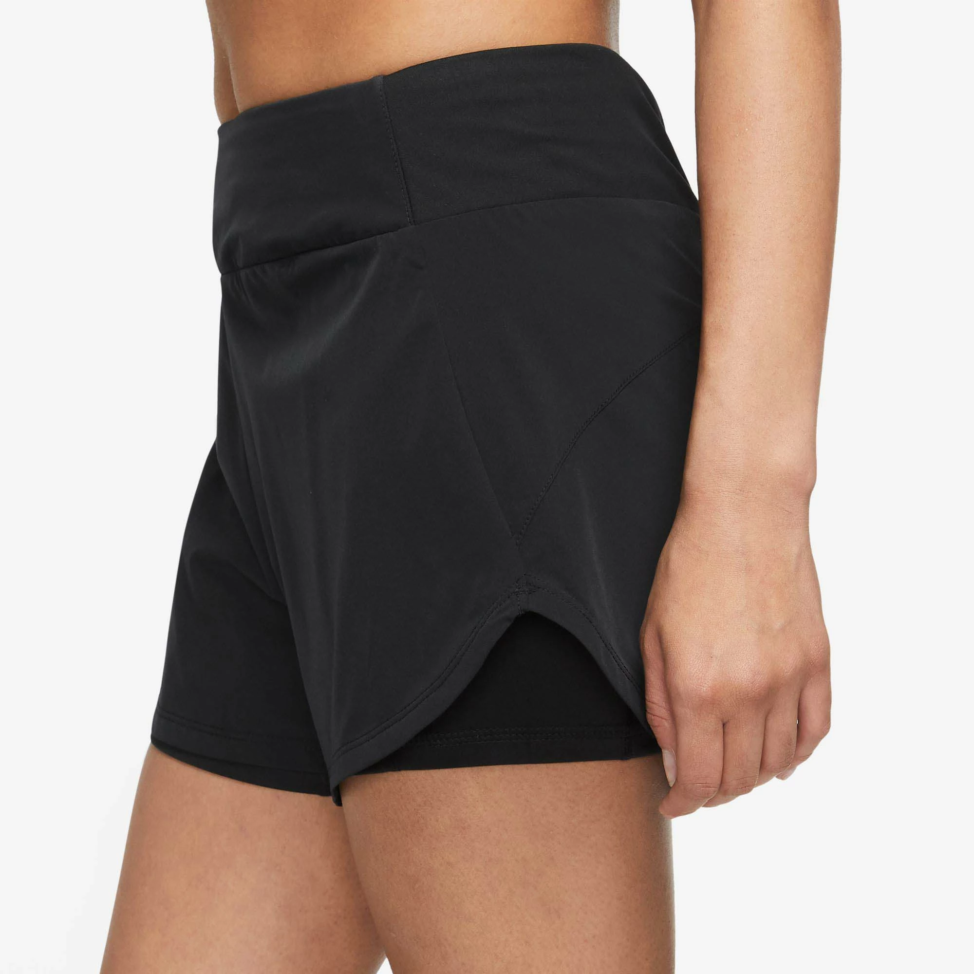 Nike | Women's Dri-FIT Bliss Mid-Rise 3 Inch 2in1 Shorts - Black 4 Nike | Women's Dri-FIT Bliss Mid-Rise 3 Inch 2in1 Shorts - Black - Image 2