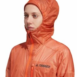Adidas | Women's Terrex Agravic 2.5L Rain.RDY Jacket - Semi Impact Orange -True Motion Sales Store HS9547 W adidas terrexAgravic2.5LRain.RDYJacket hood