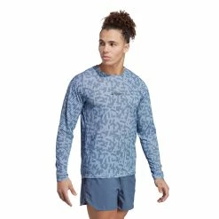 Adidas | Men's Terrex Primeblue Trail Graphic Longsleeve - Blue Dawn