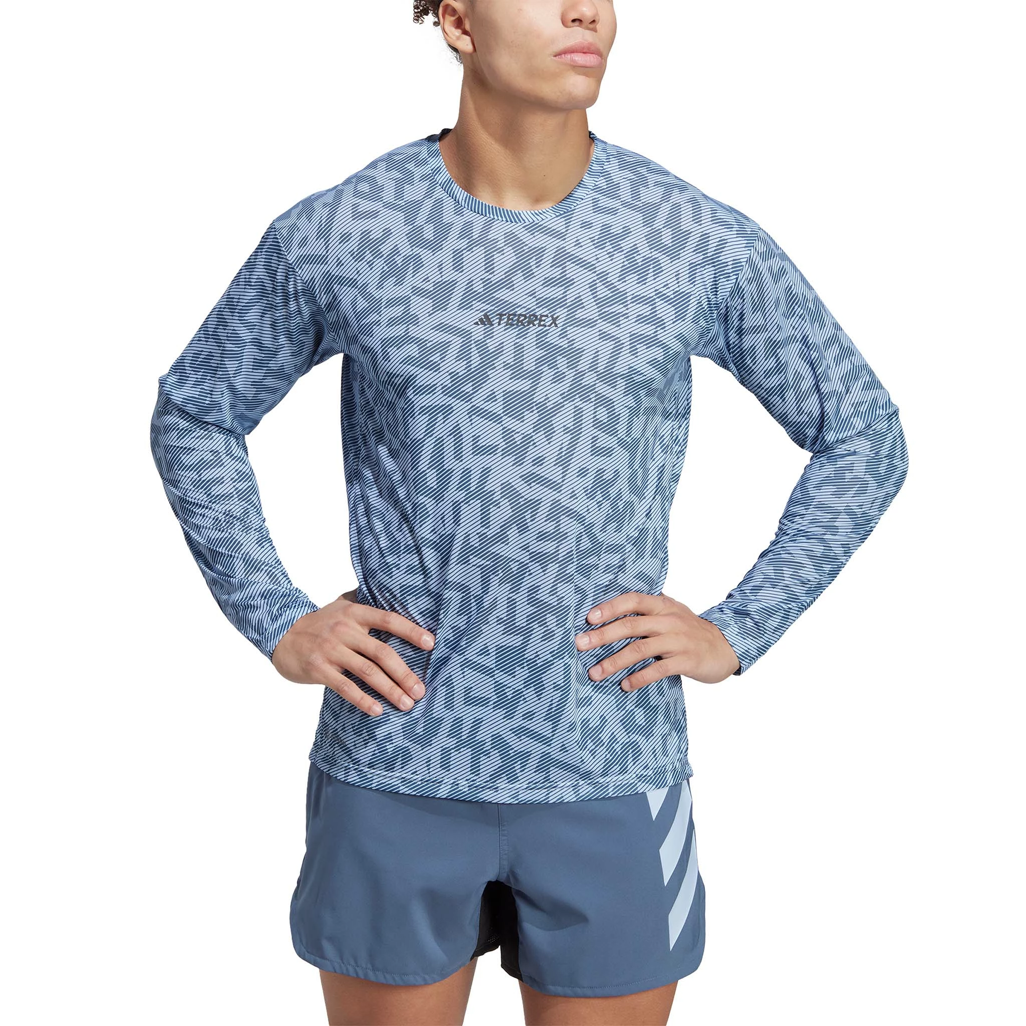 Adidas | Men's Terrex Primeblue Trail Graphic Longsleeve - Blue Dawn 4 Adidas | Men's Terrex Primeblue Trail Graphic Longsleeve - Blue Dawn - Image 2