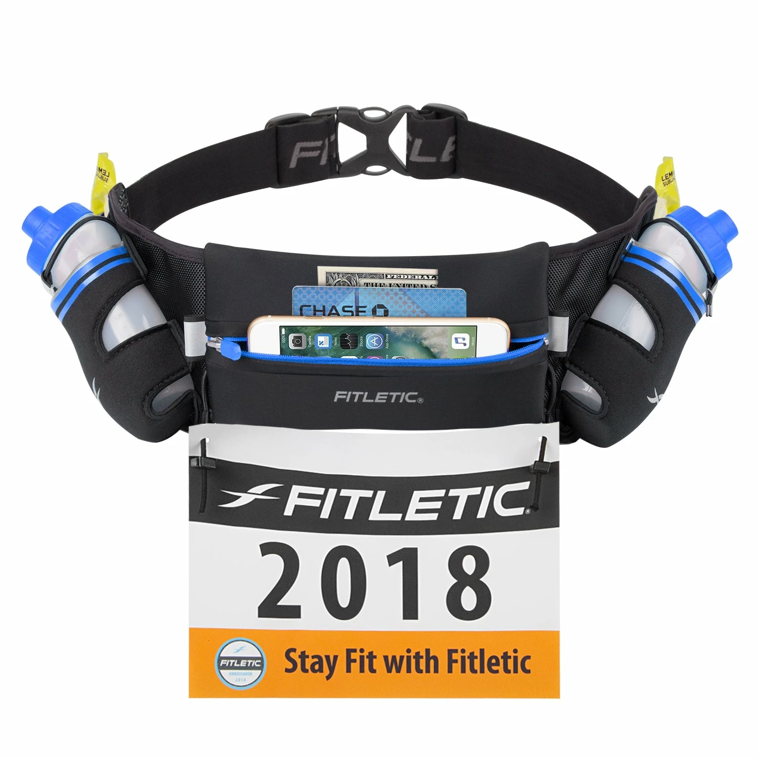 Fitletic | Unisex Hydra Running Waistpack - Black 3 Fitletic | Unisex Hydra Running Waistpack - Black