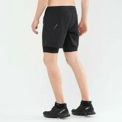 Salomon | Men's Cross Twinskin Shorts - Deep Black 12 Salomon | Men's Cross Twinskin Shorts - Deep Black -True Motion Sales Store LC1868600 M Salomon CrossTWShorts backonbody