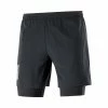 Salomon | Men's Cross Twinskin Shorts - Deep Black 2 Salomon | Men's Cross Twinskin Shorts - Deep Black -True Motion Sales Store LC1868600 M Salomon CrossTWShorts front