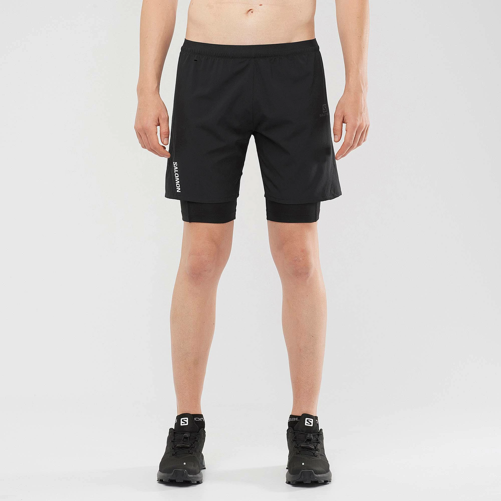 Salomon | Men's Cross Twinskin Shorts - Deep Black 4 Salomon | Men's Cross Twinskin Shorts - Deep Black - Image 2