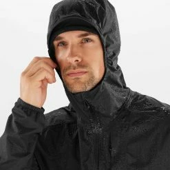 Salomon | Men's Bonatti Waterproof Jacket - Deep Black 12 Salomon | Men's Bonatti Waterproof Jacket - Deep Black -True Motion Sales Store LC1873900 M Salomon BonattiWPJacket hood