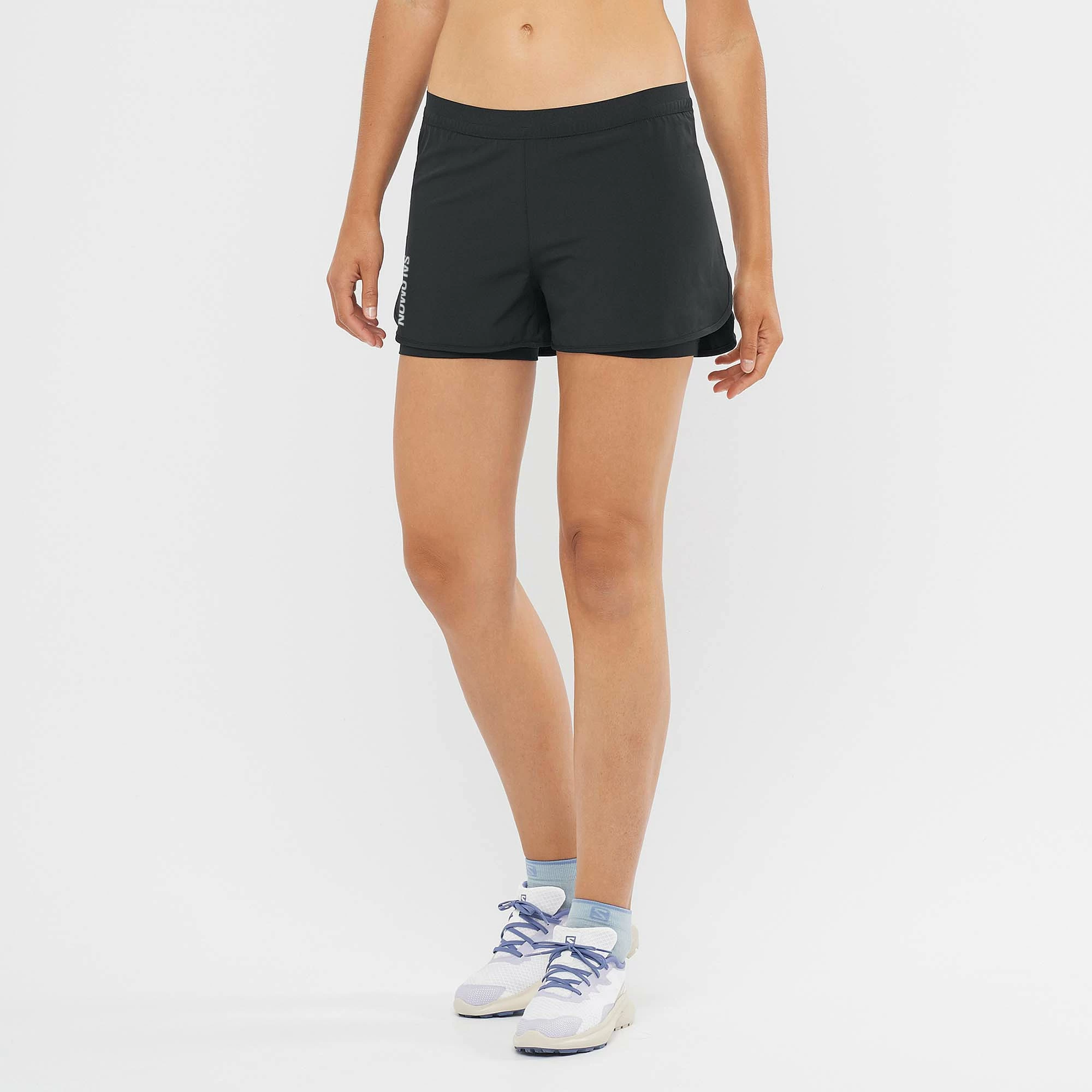 Salomon | Women's Cross 2in1 Shorts - Deep Black 3 Salomon | Women's Cross 2in1 Shorts - Deep Black