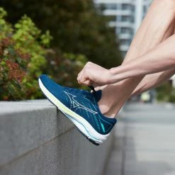 Mizuno | Men's Wave Rider 25 Running Shoes - Gibraltar Sea -True Motion Sales Store M Mizuno waverider lifestyle